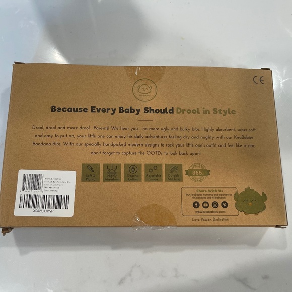 KeaBabies Organic Bandana Bibs — Brand New 8-Pack | Soft, Stylish & Absorbent - Picture 4 of 4